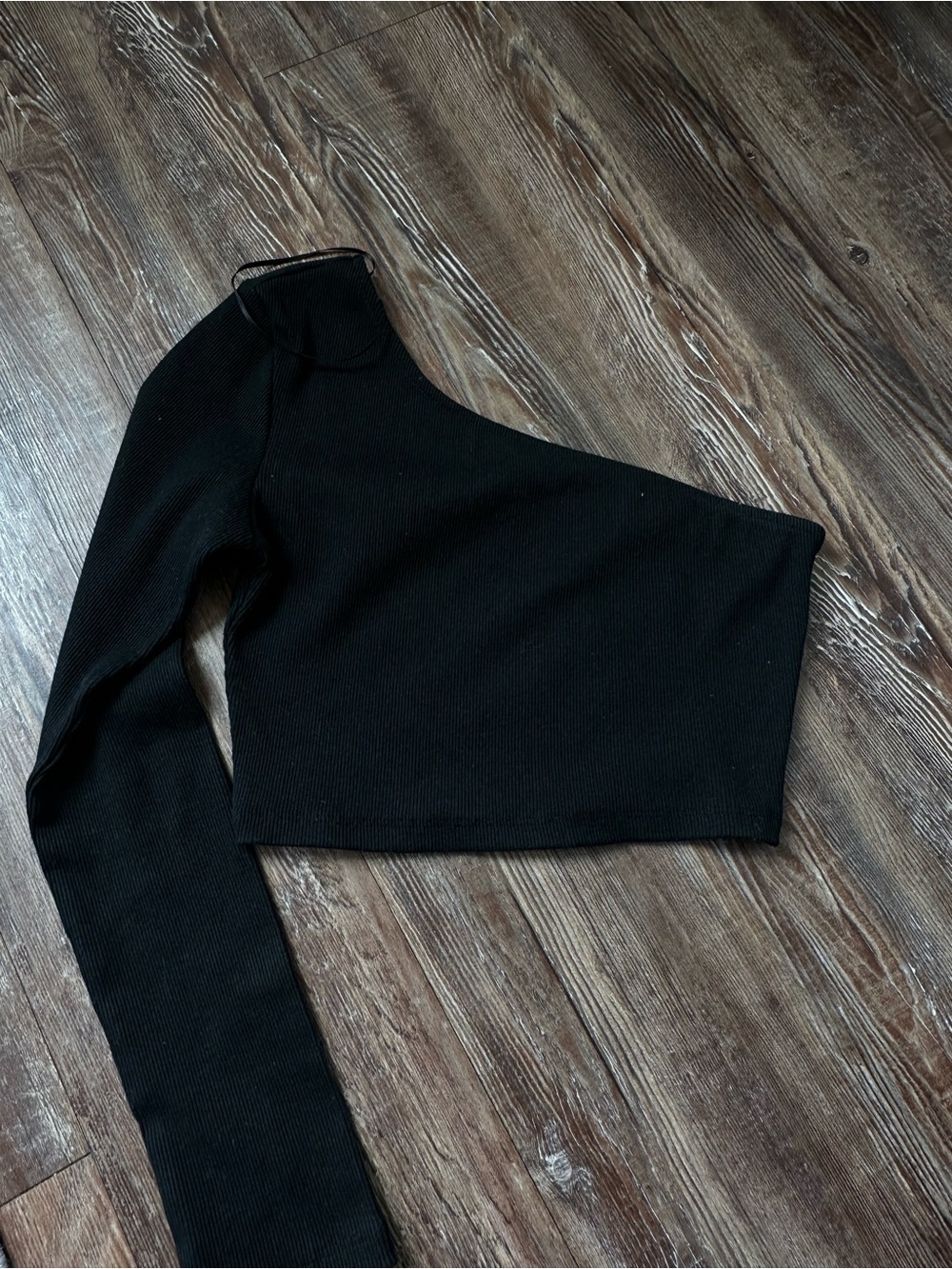 Black One-Shoulder Knit Top